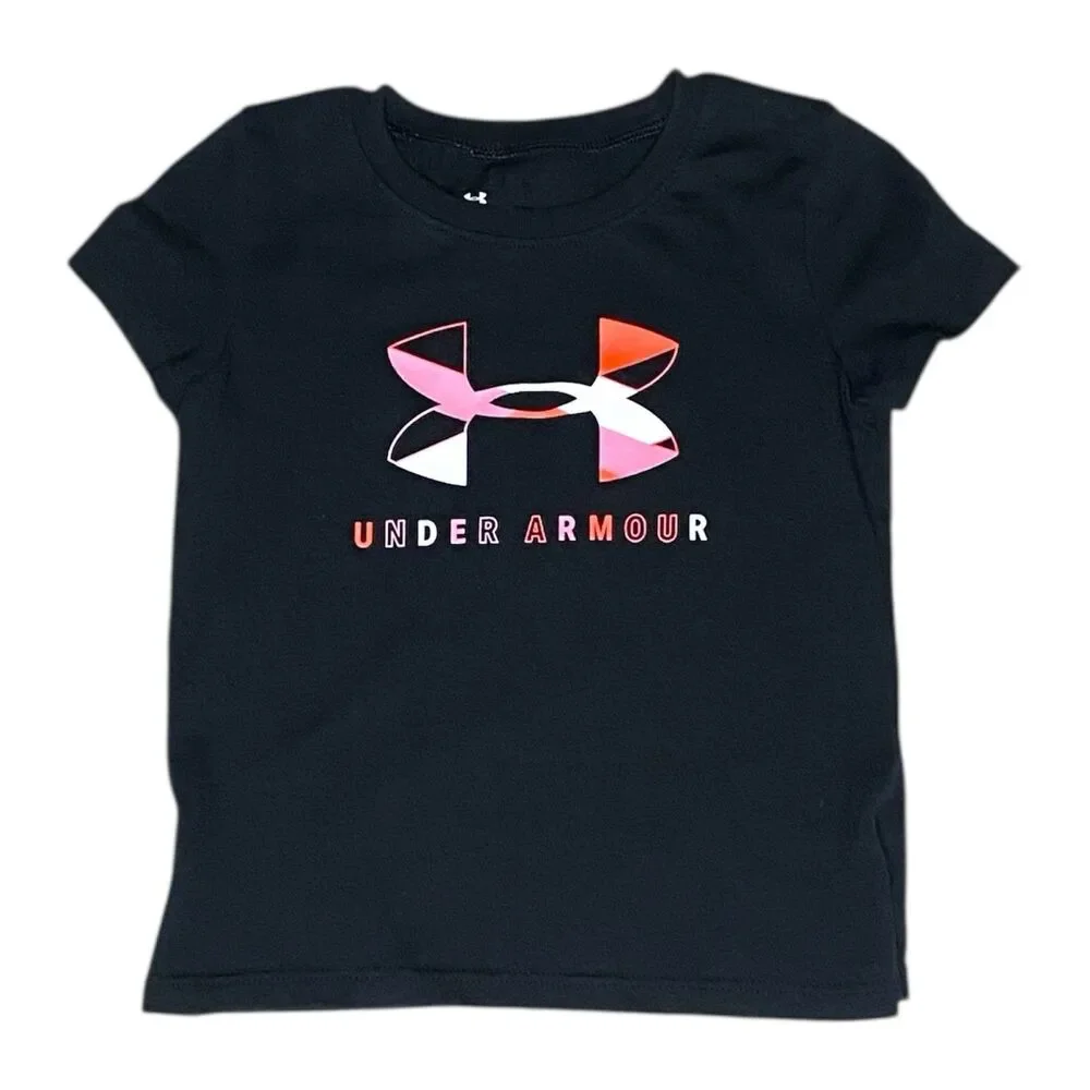 Under Armour Black Pink Graphic Logo Short Sleeve Shirt Size 3T